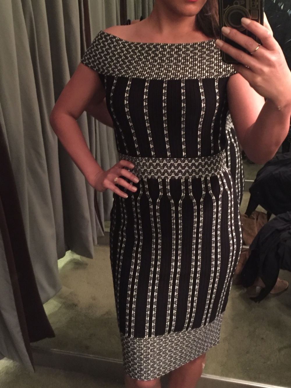 Ted Baker London Black and White Patterned Mini Dress
